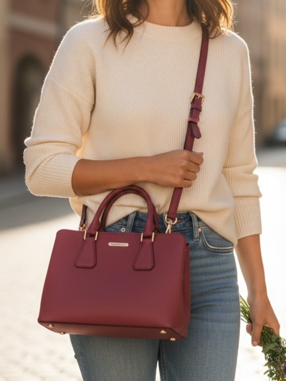 Michael Kors Pink Camille leather satchel features polished gold-tone hardware